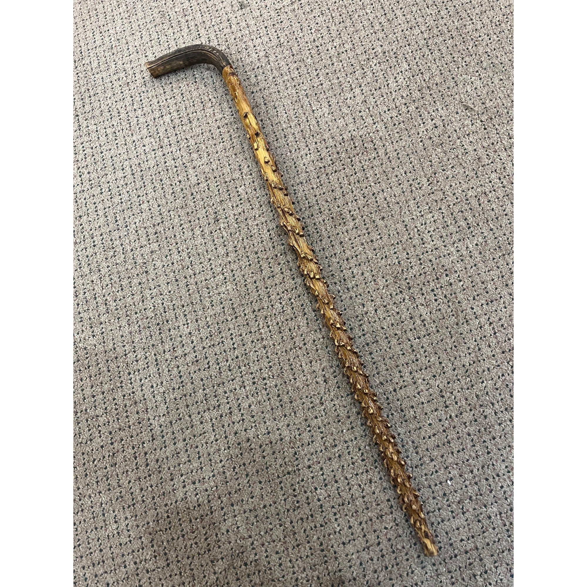 Vintage Antique Briarwood Thornwood Crook Handled Curved Walking Cane Shillelagh