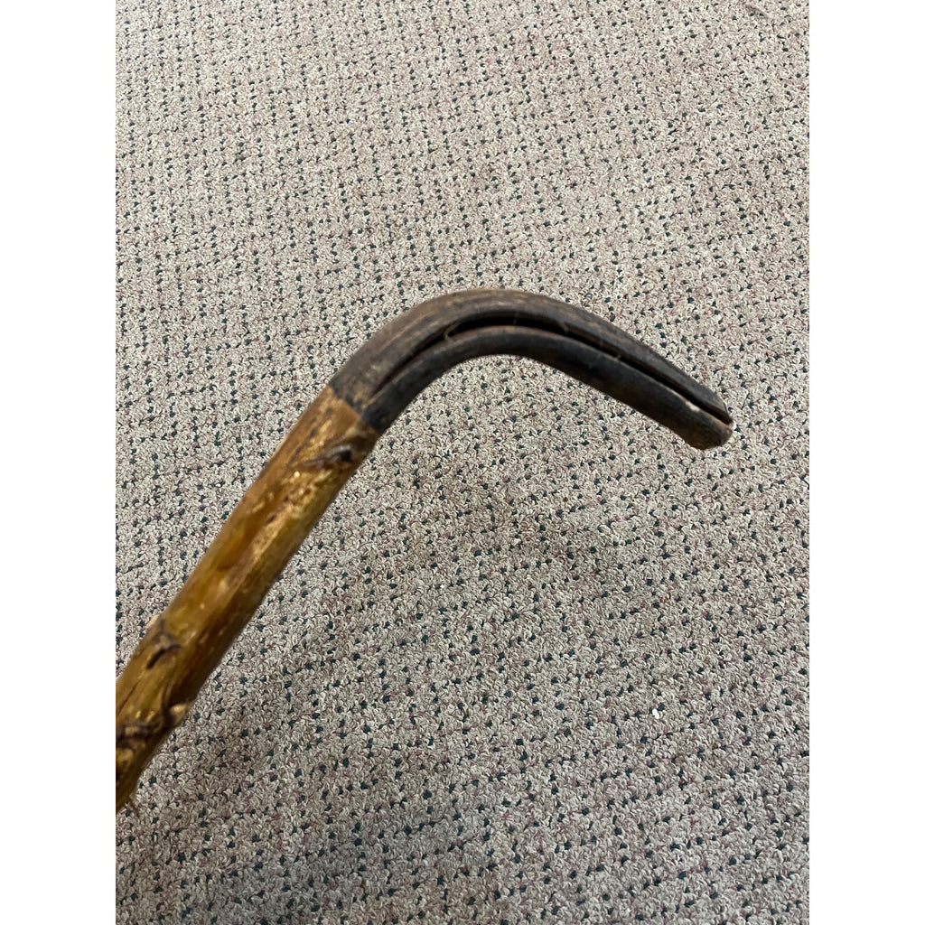 Vintage Antique Briarwood Thornwood Crook Handled Curved Walking Cane Shillelagh