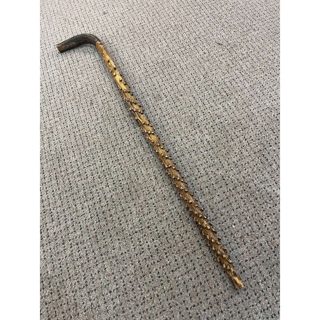 Vintage Antique Briarwood Thornwood Crook Handled Curved Walking Cane Shillelagh