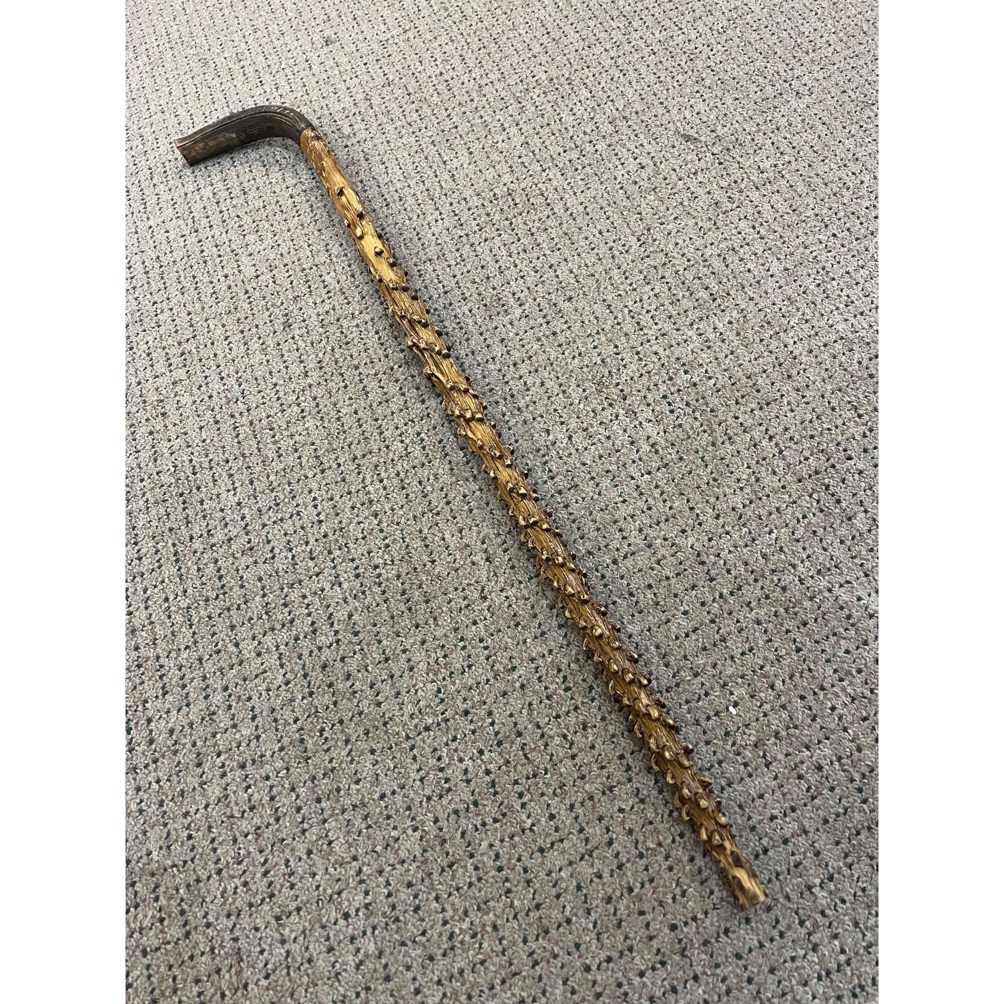 Vintage Antique Briarwood Thornwood Crook Handled Curved Walking Cane Shillelagh