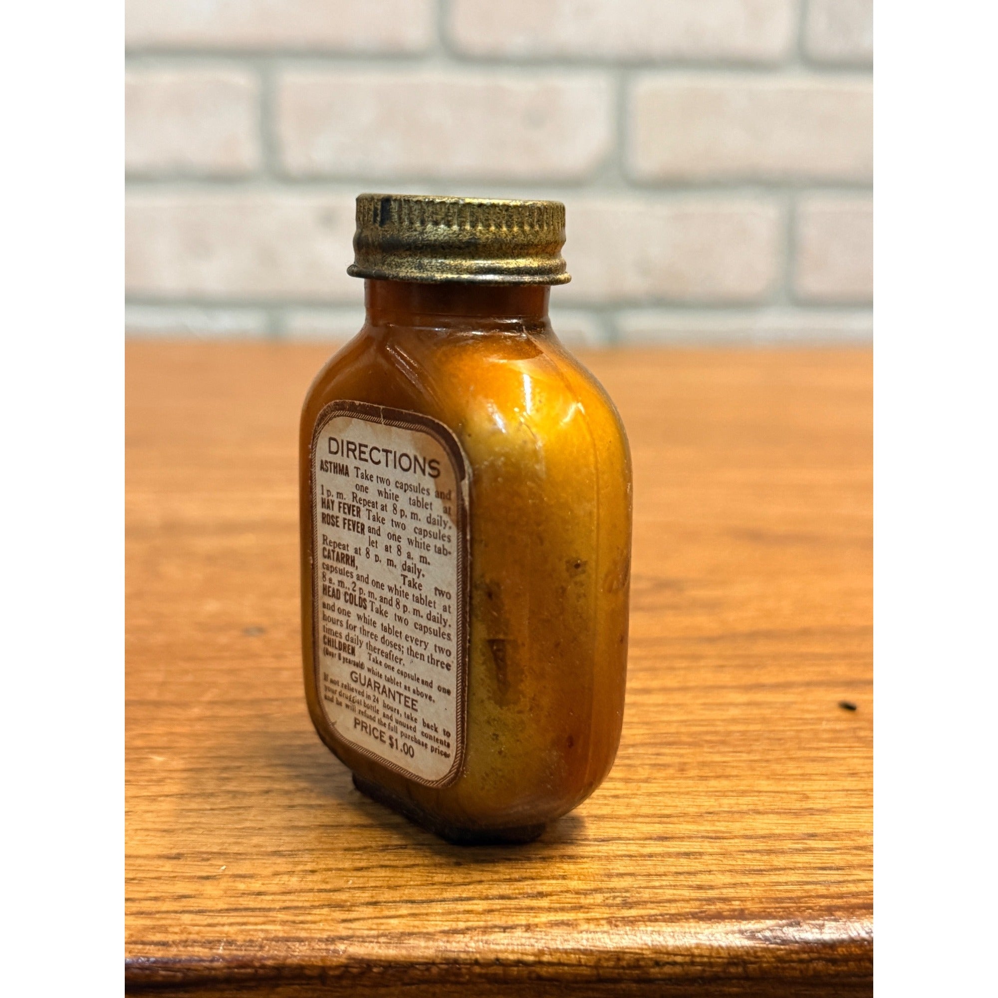 Vintage Dr Platt's Rinex for Hay Fever Asthma Amber Medicine Bottle