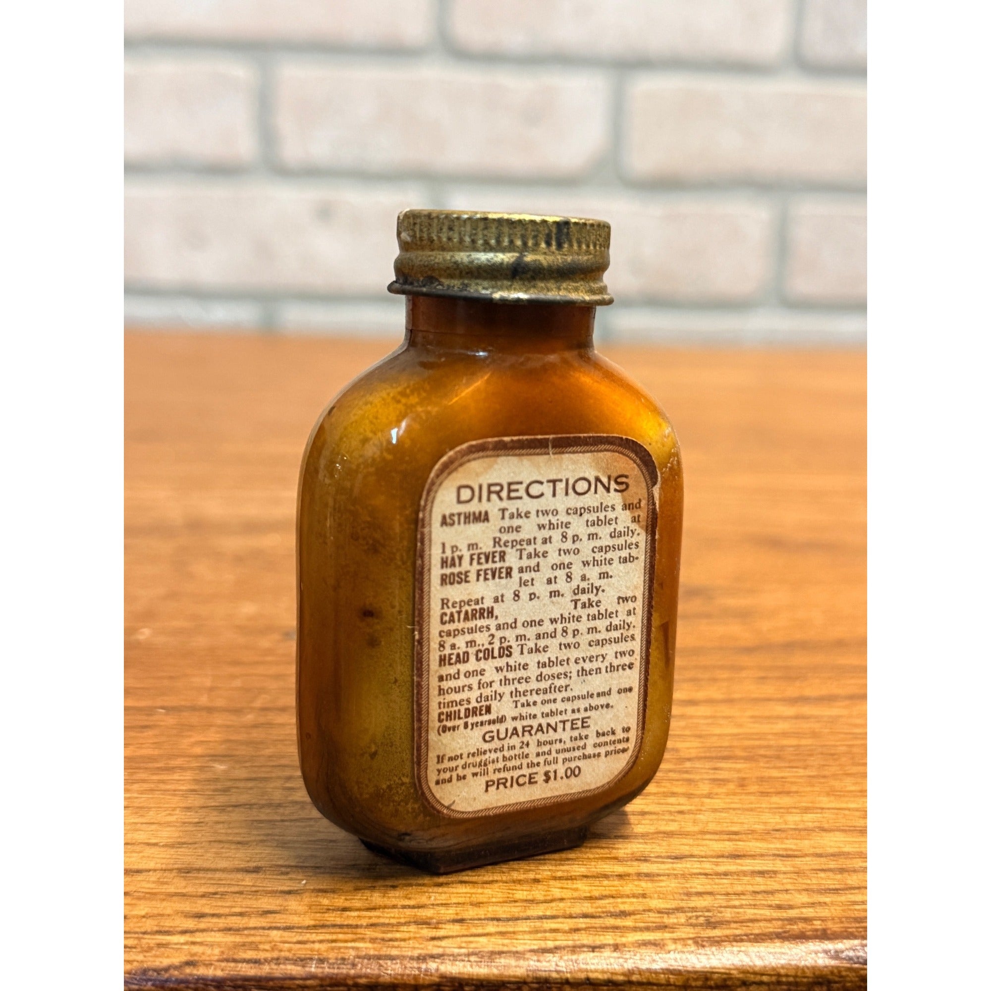 Vintage Dr Platt's Rinex for Hay Fever Asthma Amber Medicine Bottle