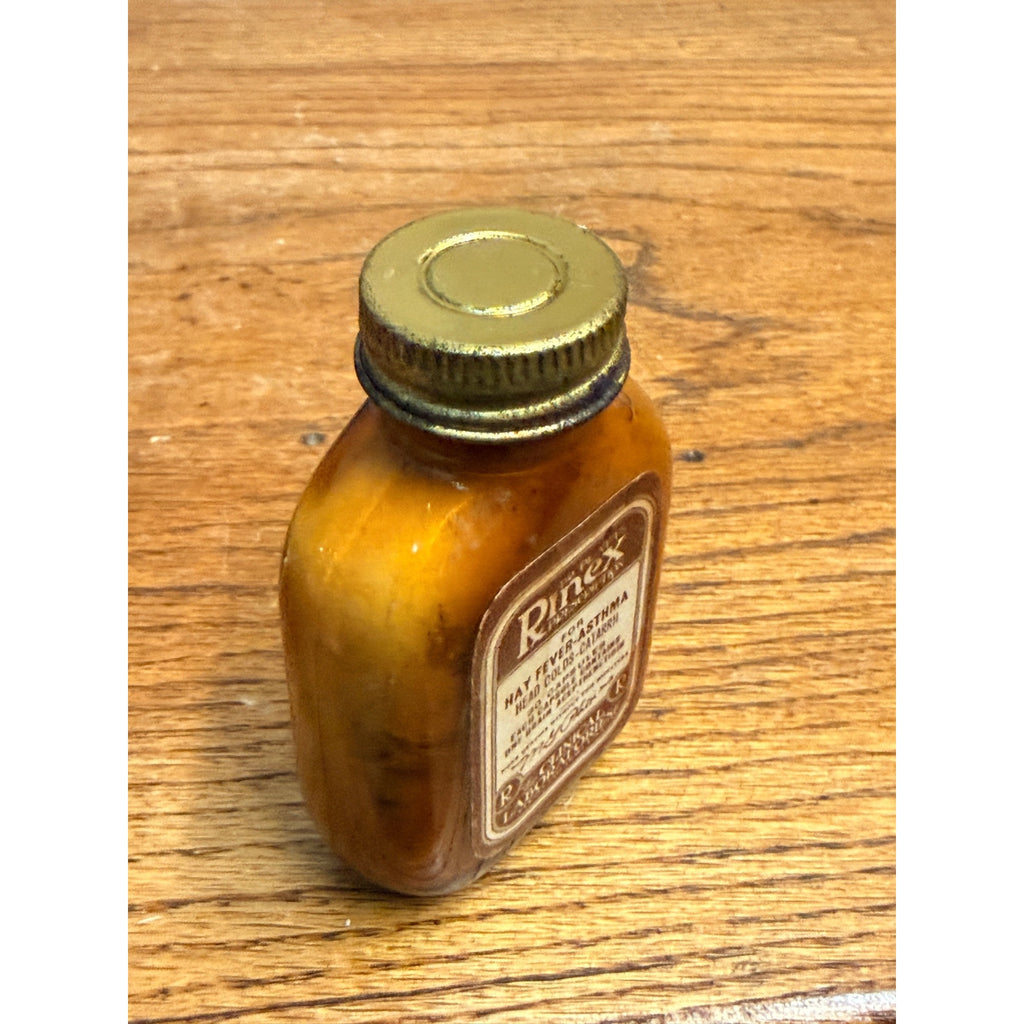 Vintage Dr Platt's Rinex for Hay Fever Asthma Amber Medicine Bottle