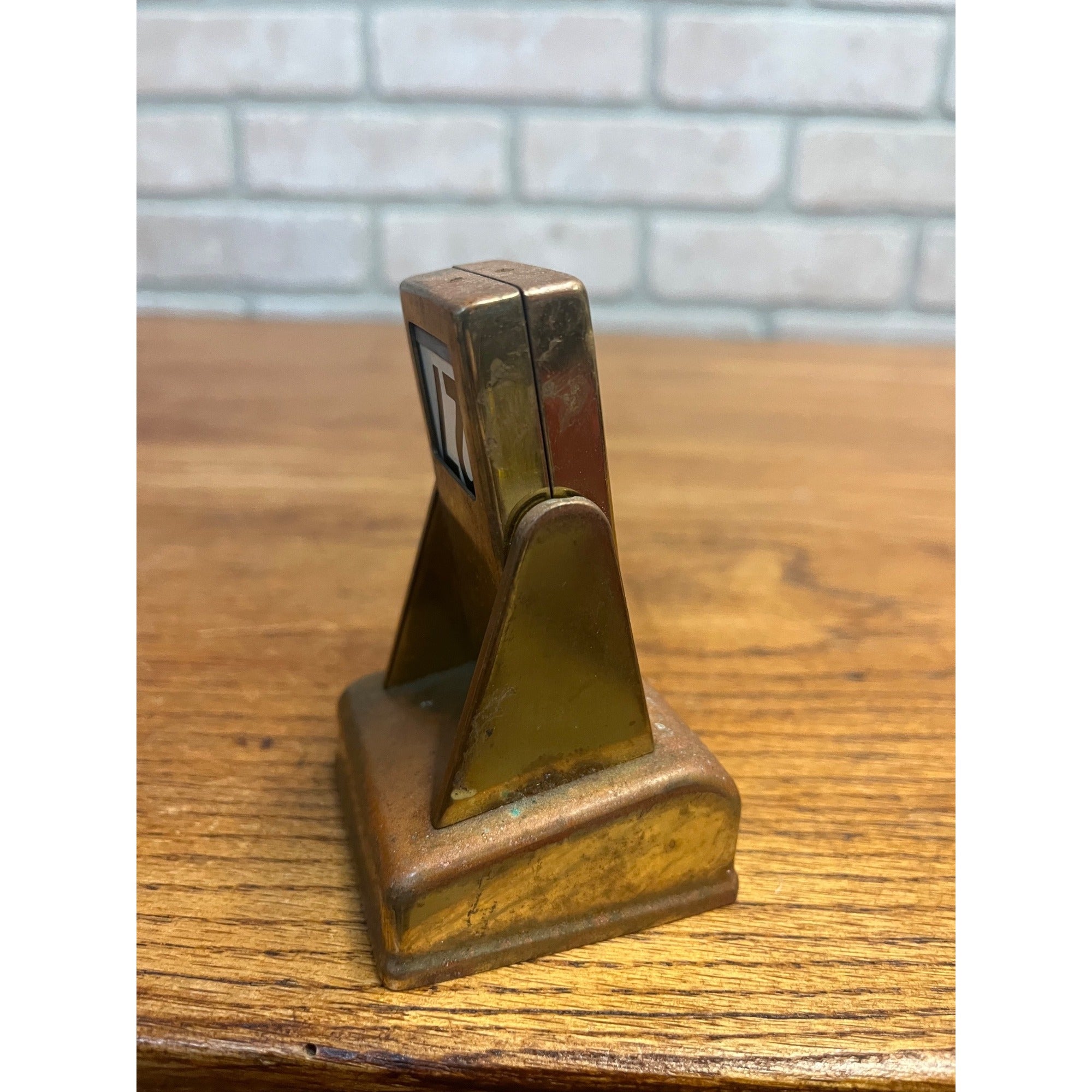 Vintage Perpetual Flip Mechanical Desktop Calendar Tall Brass