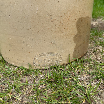 Antique 6 Gallon L.M. Pierron Milwaukee Stoneware Crock Salt Glaze