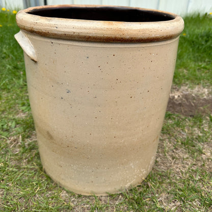 Antique 6 Gallon L.M. Pierron Milwaukee Stoneware Crock Salt Glaze