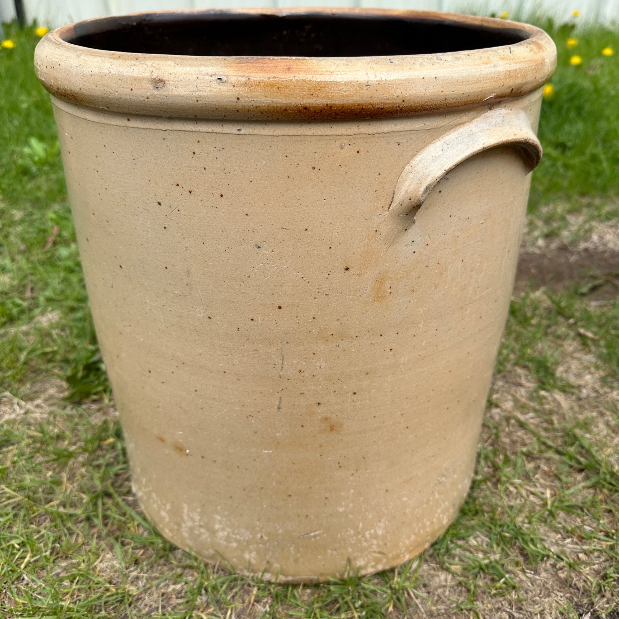 Antique 6 Gallon L.M. Pierron Milwaukee Stoneware Crock Salt Glaze