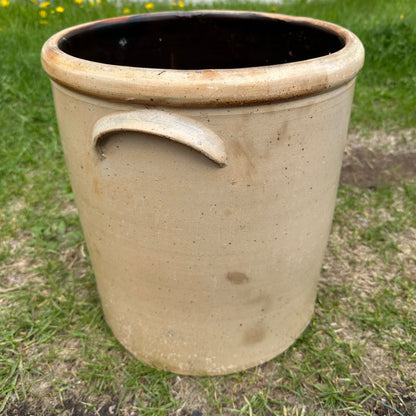 Antique 6 Gallon L.M. Pierron Milwaukee Stoneware Crock Salt Glaze