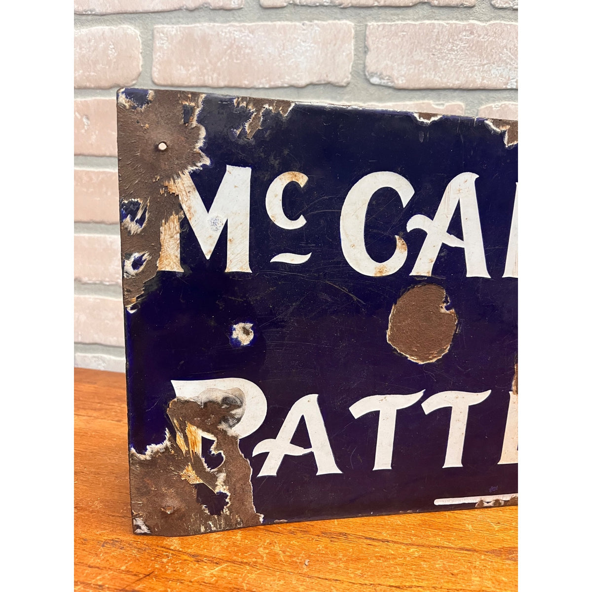 Antique Porcelain Advertising Sign McCall Patterns Clothing Store Flange