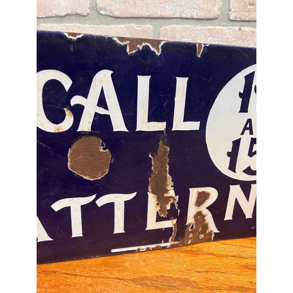 Antique Porcelain Advertising Sign McCall Patterns Clothing Store Flange