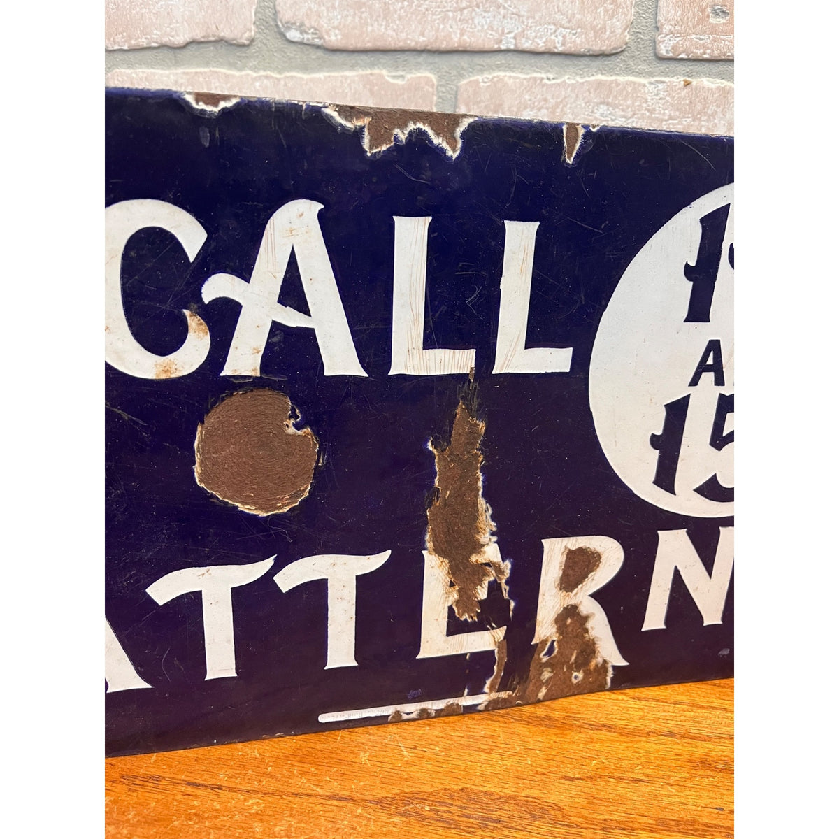 Antique Porcelain Advertising Sign McCall Patterns Clothing Store Flange