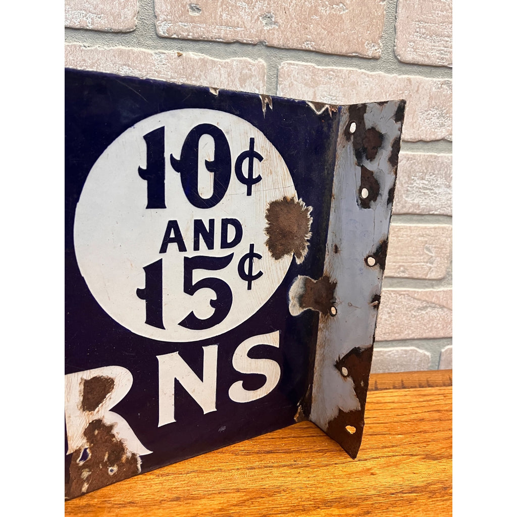 Antique Porcelain Advertising Sign McCall Patterns Clothing Store Flange