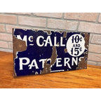 Antique Porcelain Advertising Sign McCall Patterns Clothing Store Flange