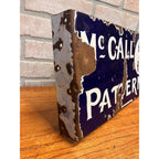 Antique Porcelain Advertising Sign McCall Patterns Clothing Store Flange
