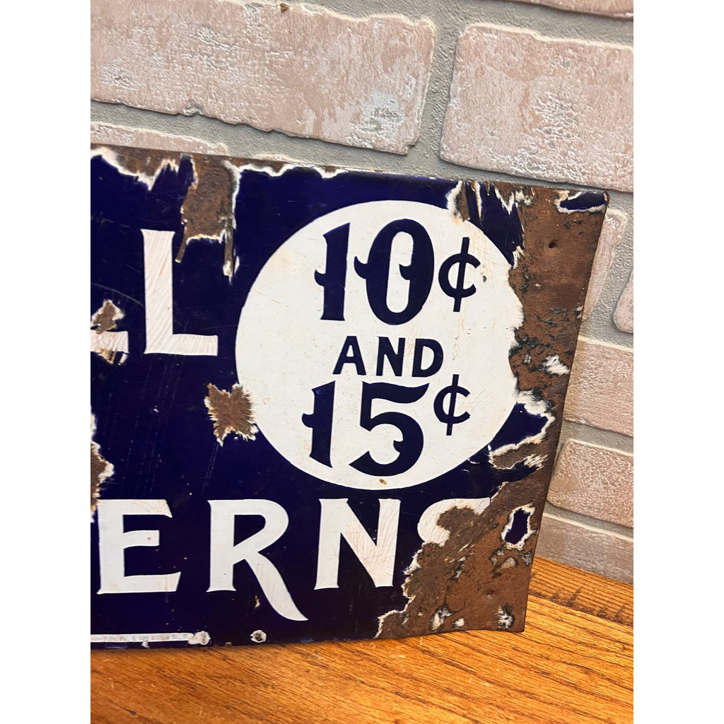 Antique Porcelain Advertising Sign McCall Patterns Clothing Store Flange