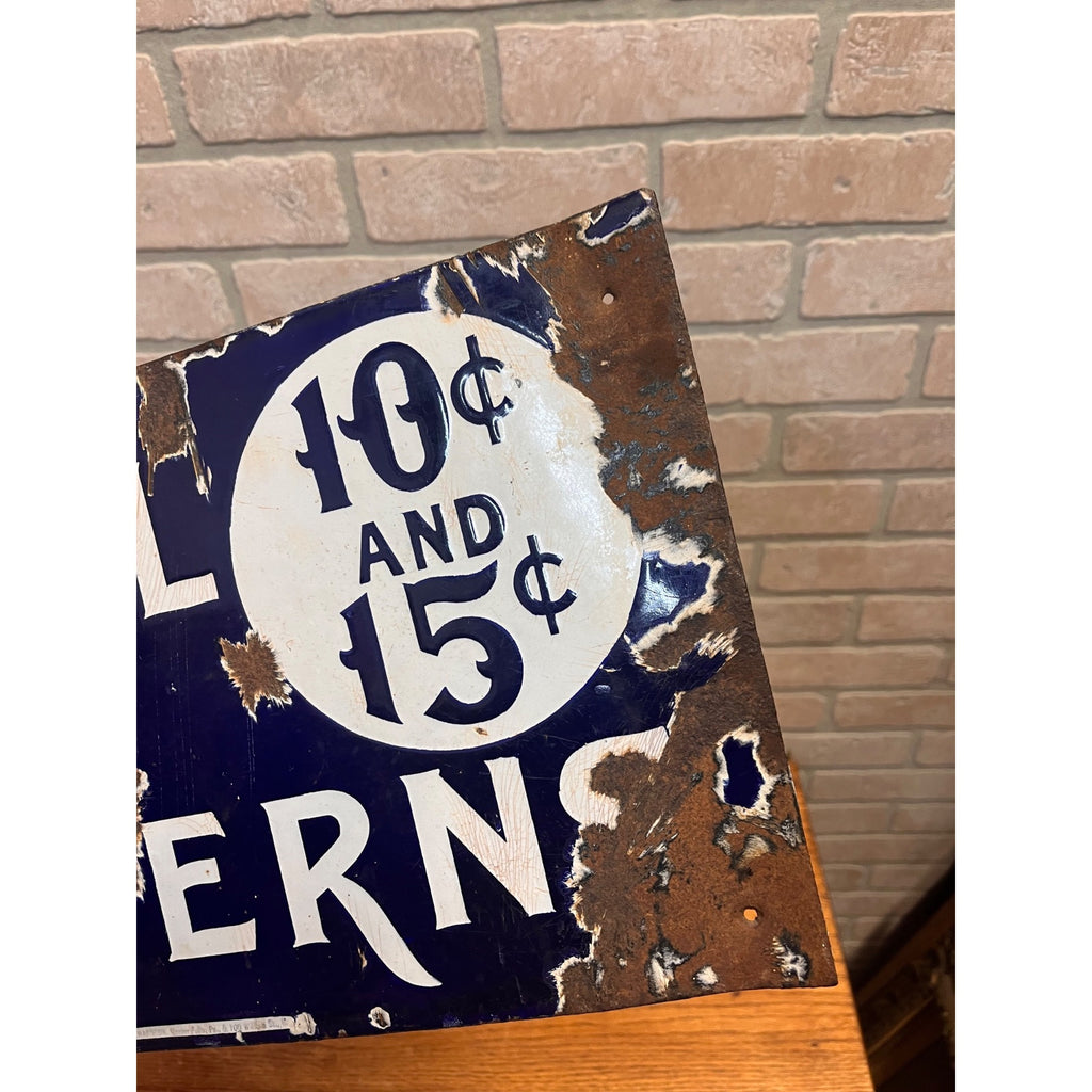 Antique Porcelain Advertising Sign McCall Patterns Clothing Store Flange