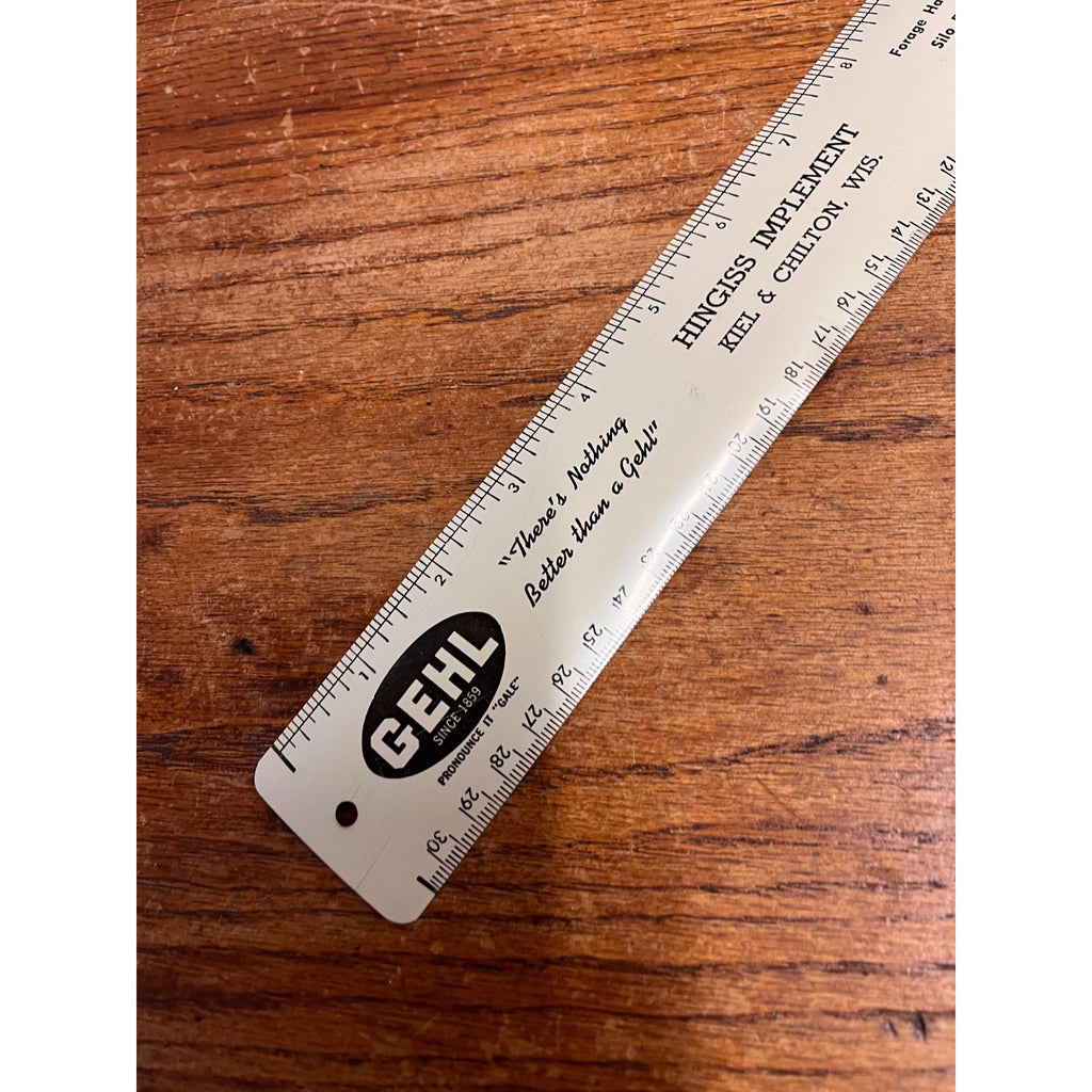 Vintage Hingiss Implement Farm Gehl Advertising Tin Ruler Kiel Chilton Wis WI