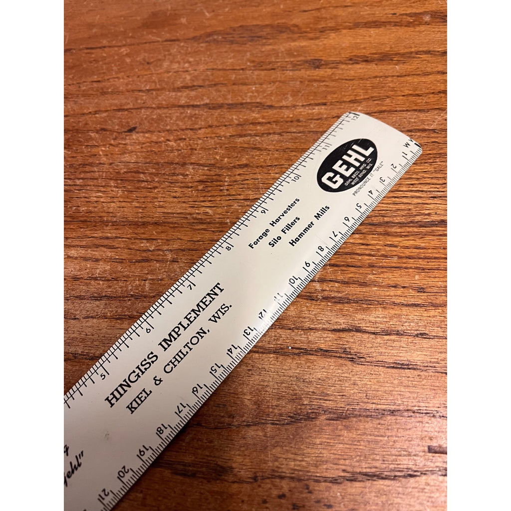 Vintage Hingiss Implement Farm Gehl Advertising Tin Ruler Kiel Chilton Wis WI