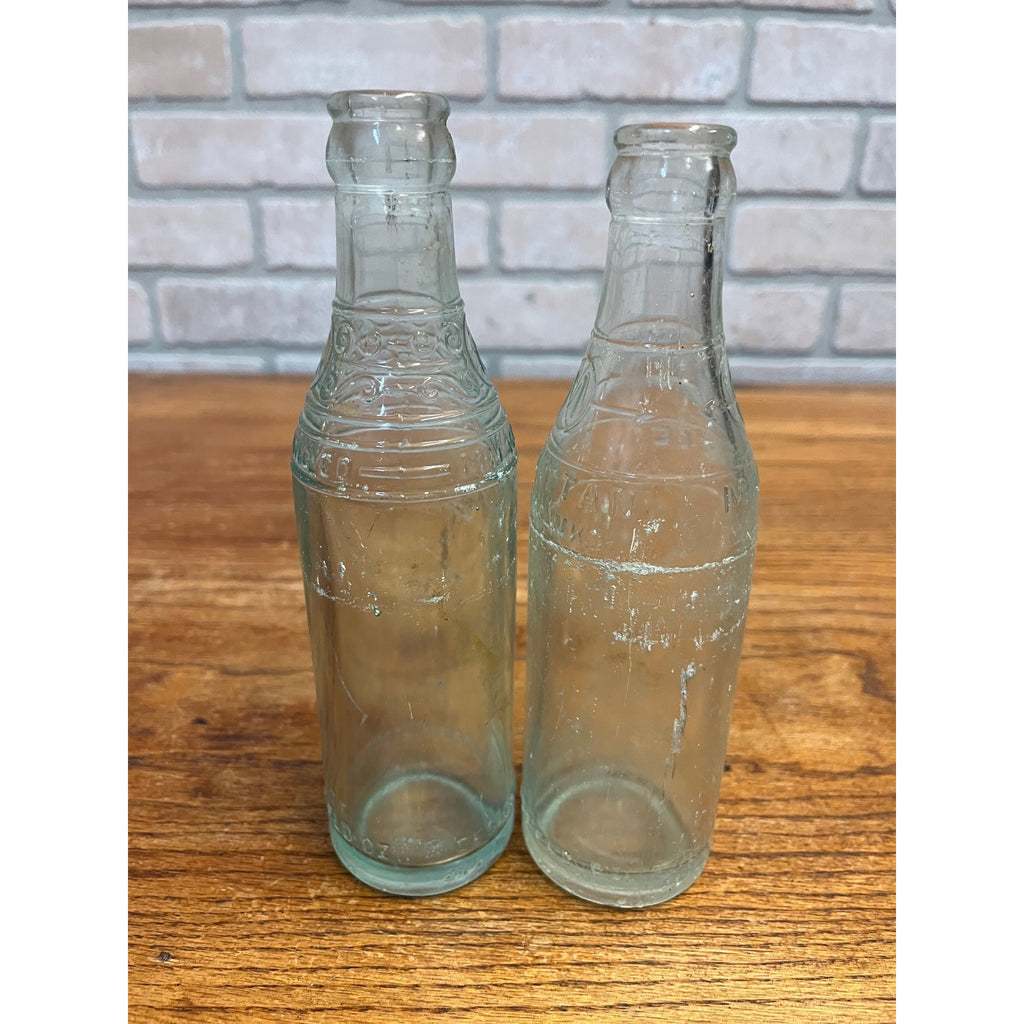 (2) Milwaukee Soda Bottles Manhattan & EL Husting 7oz Wisconsin