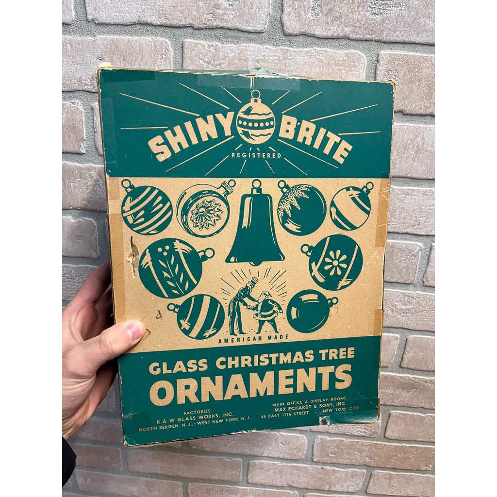 1940s Shiny Brite Christmas Ornaments (Box Only) Empty Box Santa & Uncle Sam