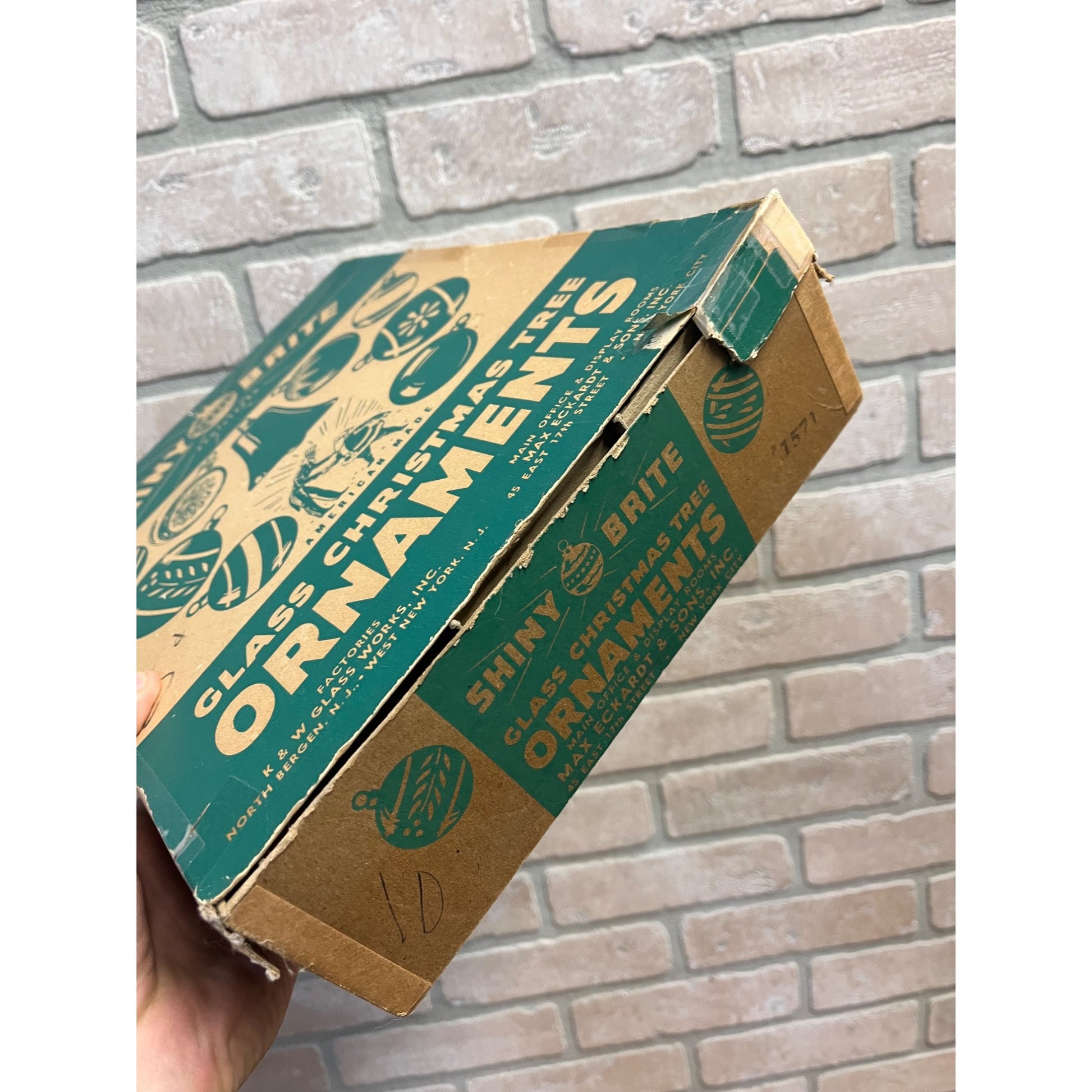 1940s Shiny Brite Christmas Ornaments (Box Only) Empty Box Santa & Uncle Sam