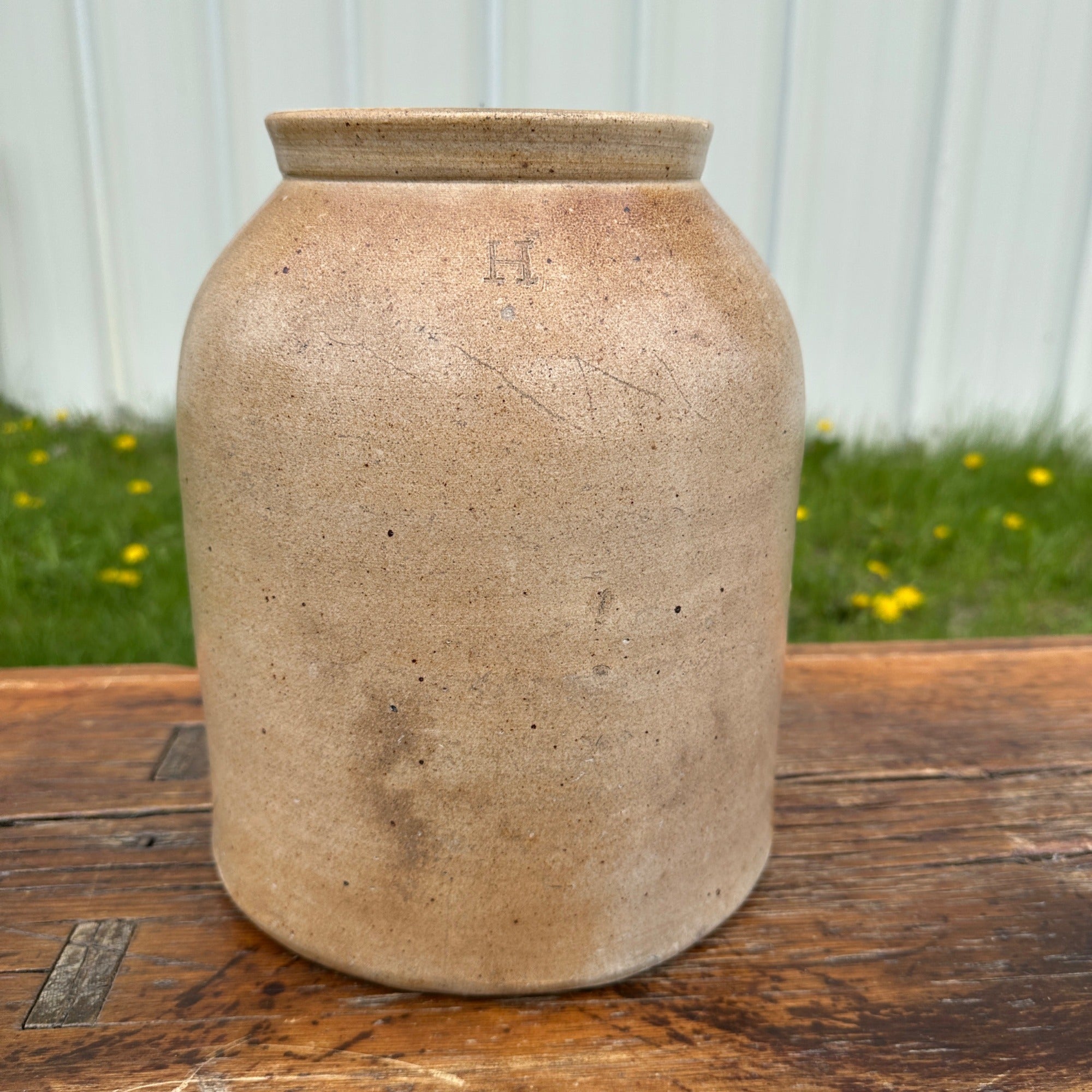 Antique 1800s Helme "H" Stamped Tobacco Snuff Jar Stoneware Crock