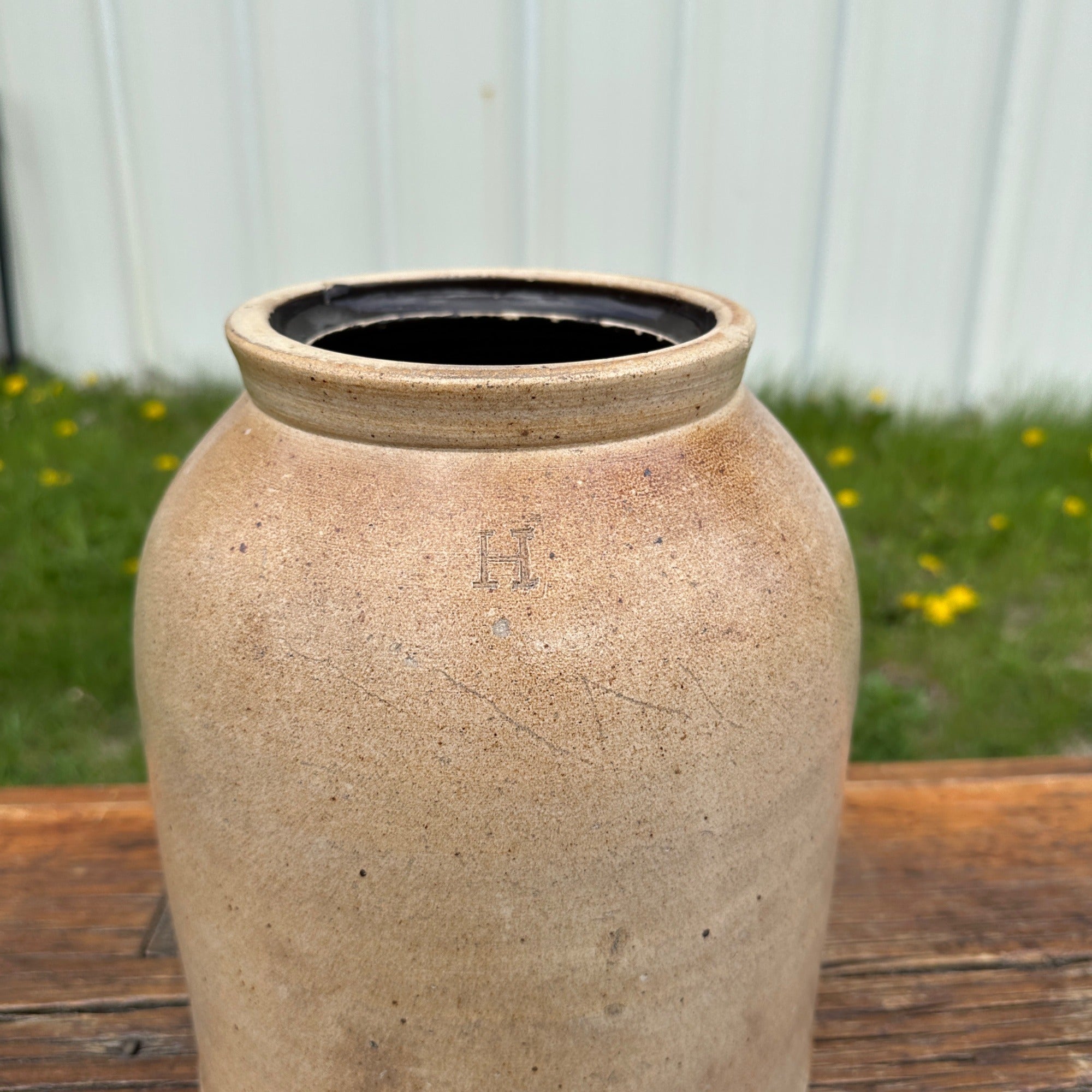 Antique 1800s Helme "H" Stamped Tobacco Snuff Jar Stoneware Crock