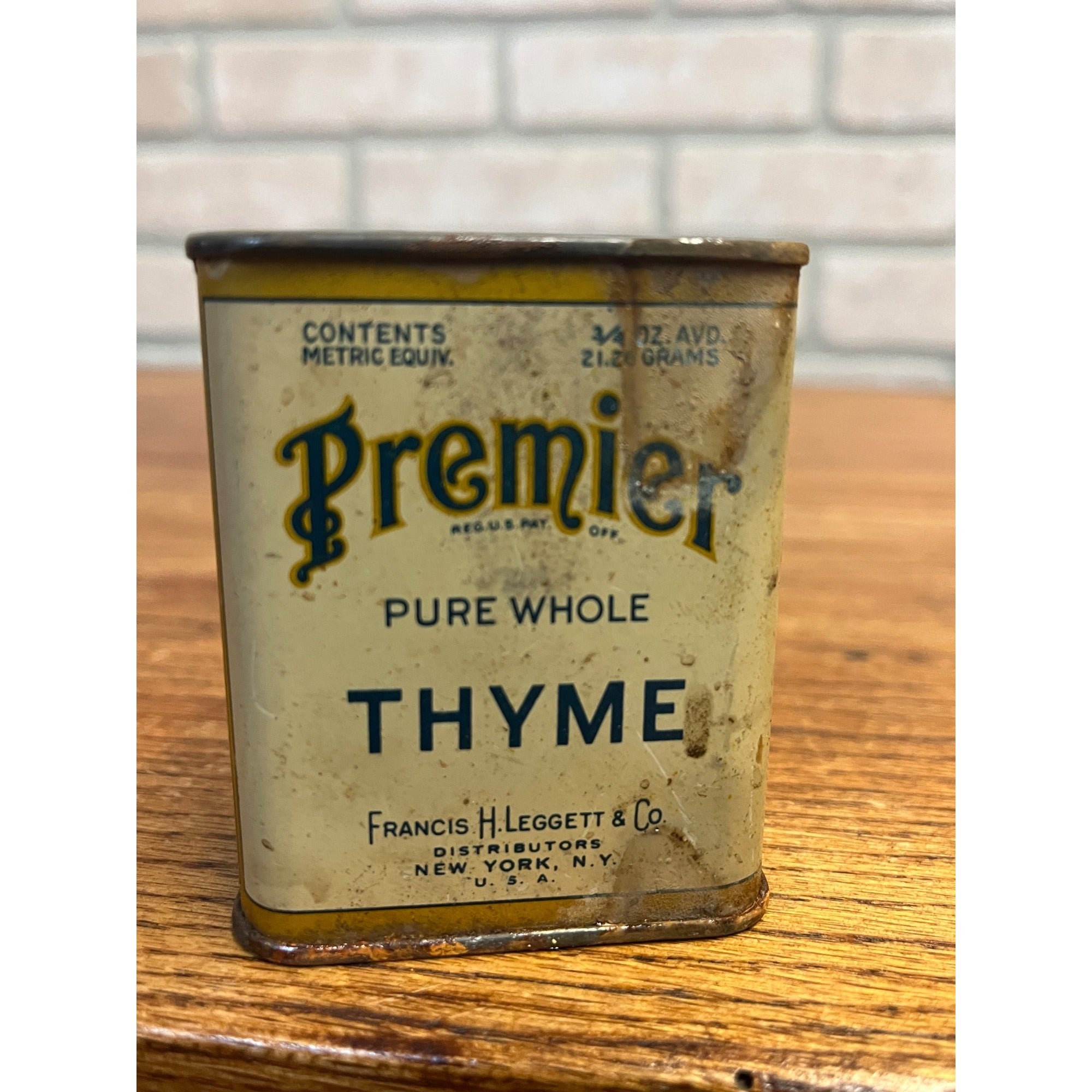 Vintage Premier Spice Tin Thyme Francis H Leggett Co New York Advertising Can