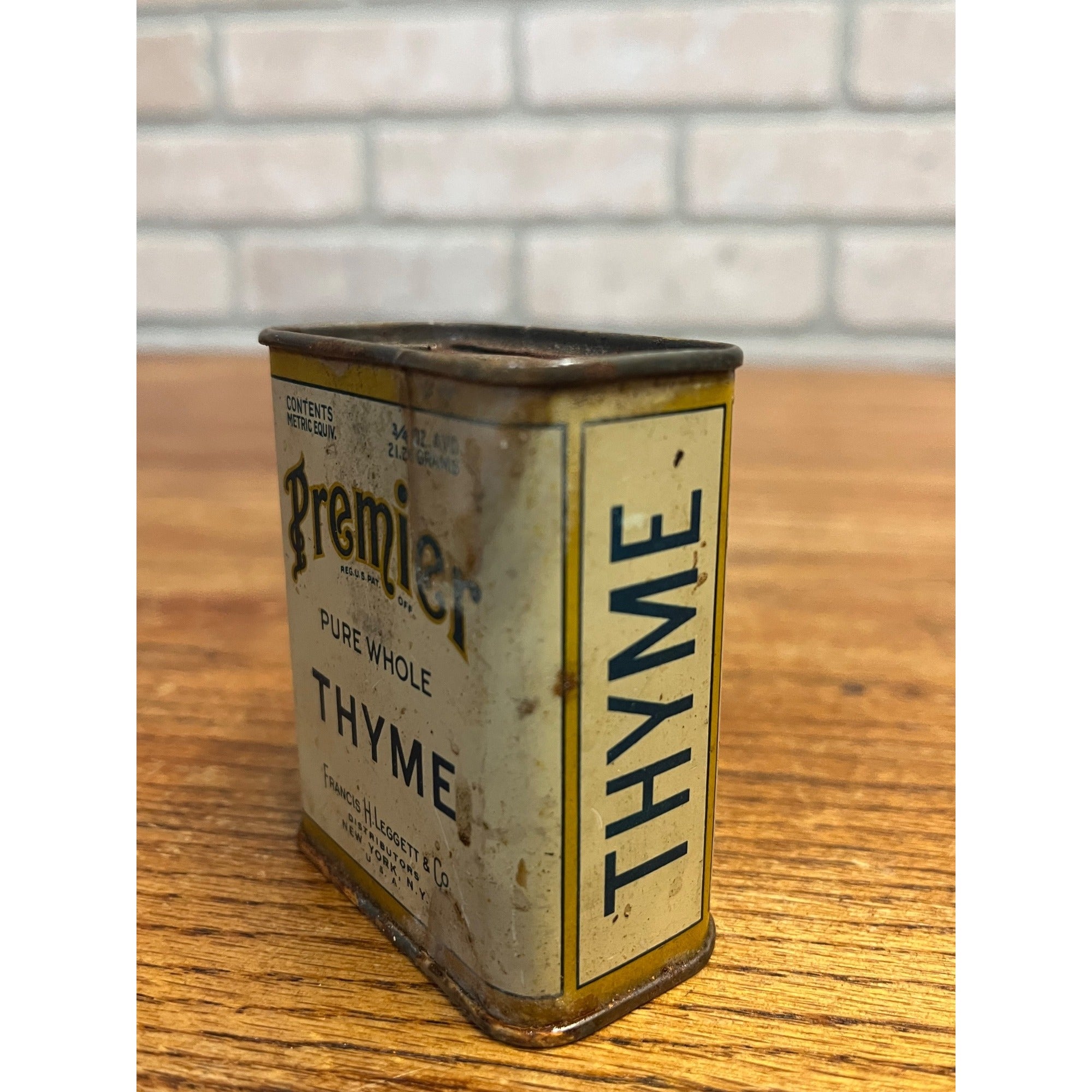 Vintage Premier Spice Tin Thyme Francis H Leggett Co New York Advertising Can