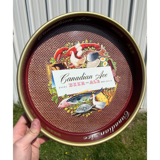 Vintage 1930s Canadian Ace Beer Tray 13" Serving Advertising Bar Sign