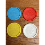 Vintage Pabst Blue Ribbon PBR Beer 4 Plastic Coasters - Red, White, Blue, Yellow