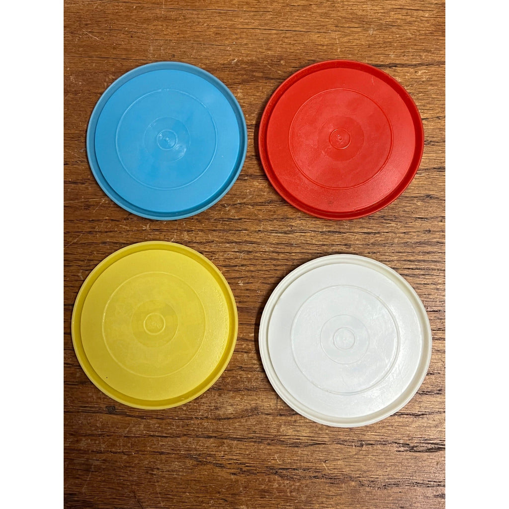 Vintage Pabst Blue Ribbon PBR Beer 4 Plastic Coasters - Red, White, Blue, Yellow