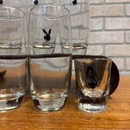 Vintage 1960s Playboy Bunny Highball Cocktail Glasses Set (7) + 2 Shot Glasses