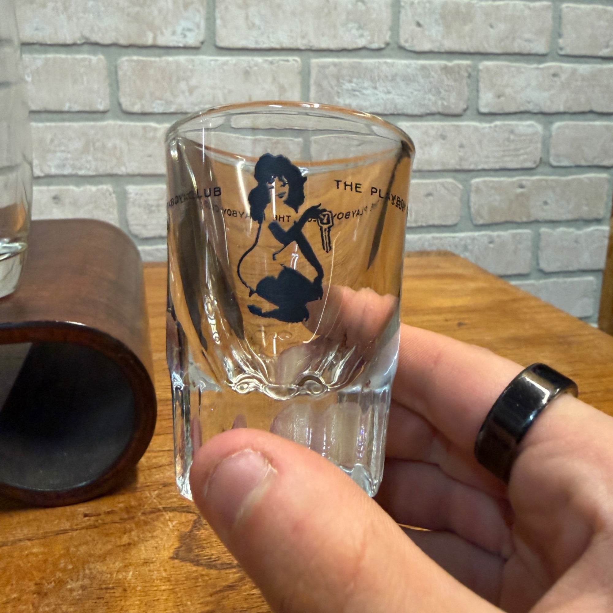 Vintage 1960s Playboy Bunny Highball Cocktail Glasses Set (7) + 2 Shot Glasses