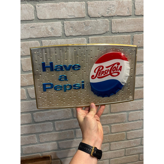 Vintage 1950s Have a Pepsi Embossed Plastic Advertising Sign Bottle Cap