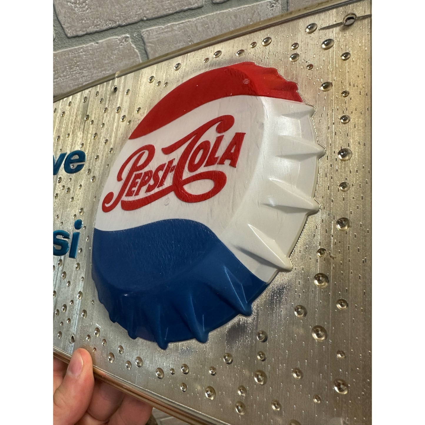 Vintage 1950s Have a Pepsi Embossed Plastic Advertising Sign Bottle Cap