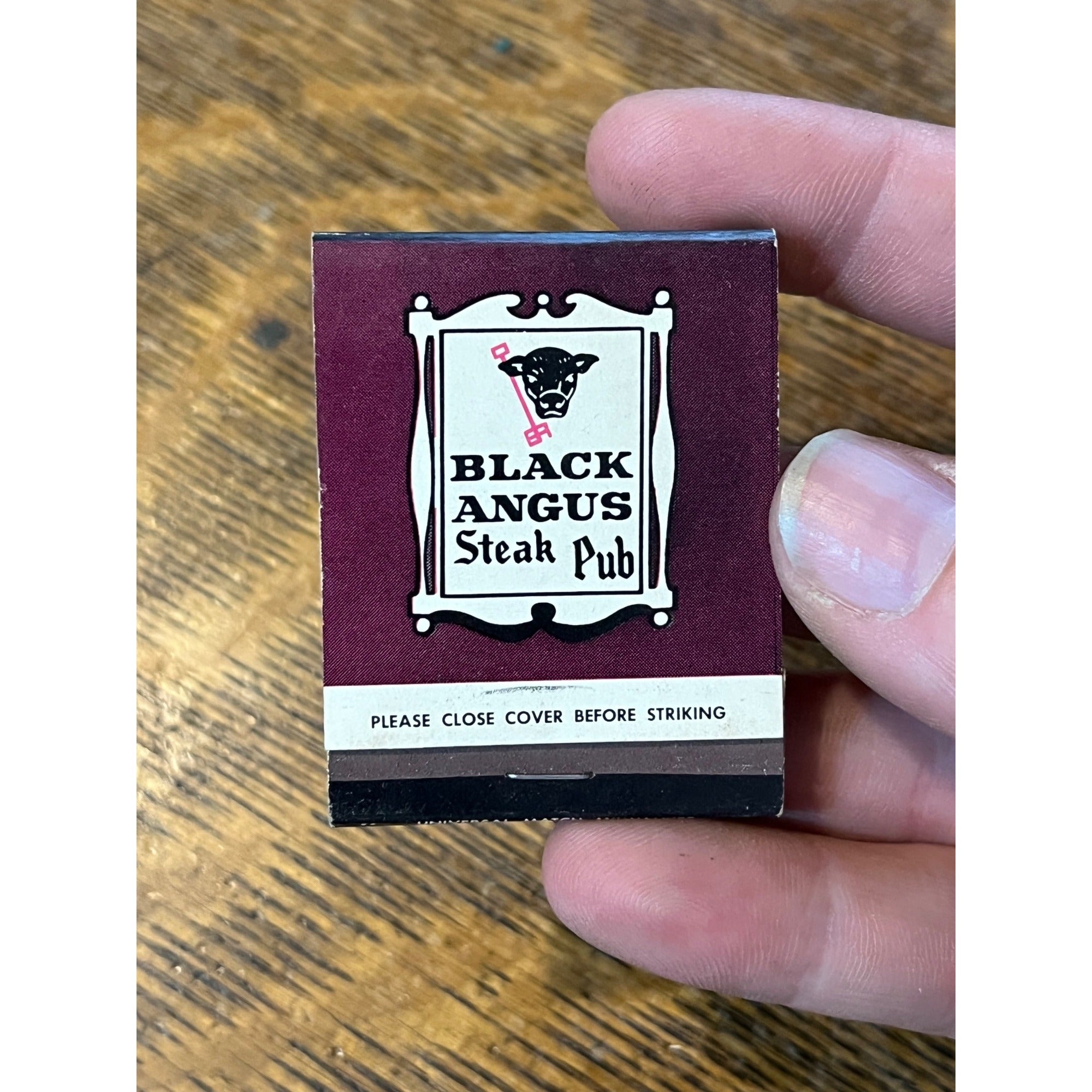Vintage FULL Matchbook Advertising -Black Angus Steak Pub - Neenah, Wis.