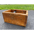 Early Primitive Wood Tote Box Farmhouse Crate AAFA Folk Art Finger Jointed Ammo?