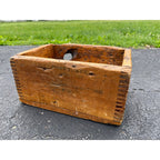 Early Primitive Wood Tote Box Farmhouse Crate AAFA Folk Art Finger Jointed Ammo?