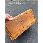 Early Primitive Wood Tote Box Farmhouse Crate AAFA Folk Art Finger Jointed Ammo?