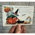 Vintage Halloween Whitney Postcard Witch Black Cat Owl Bat Parade Lantern