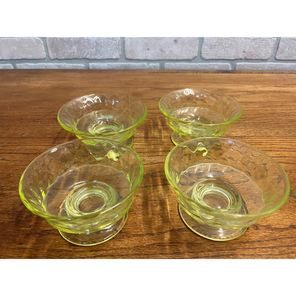 c1885 Bryce Brothers Diamond Quilt Footed Dessert Sauce Bowls Lot (4) EAPG