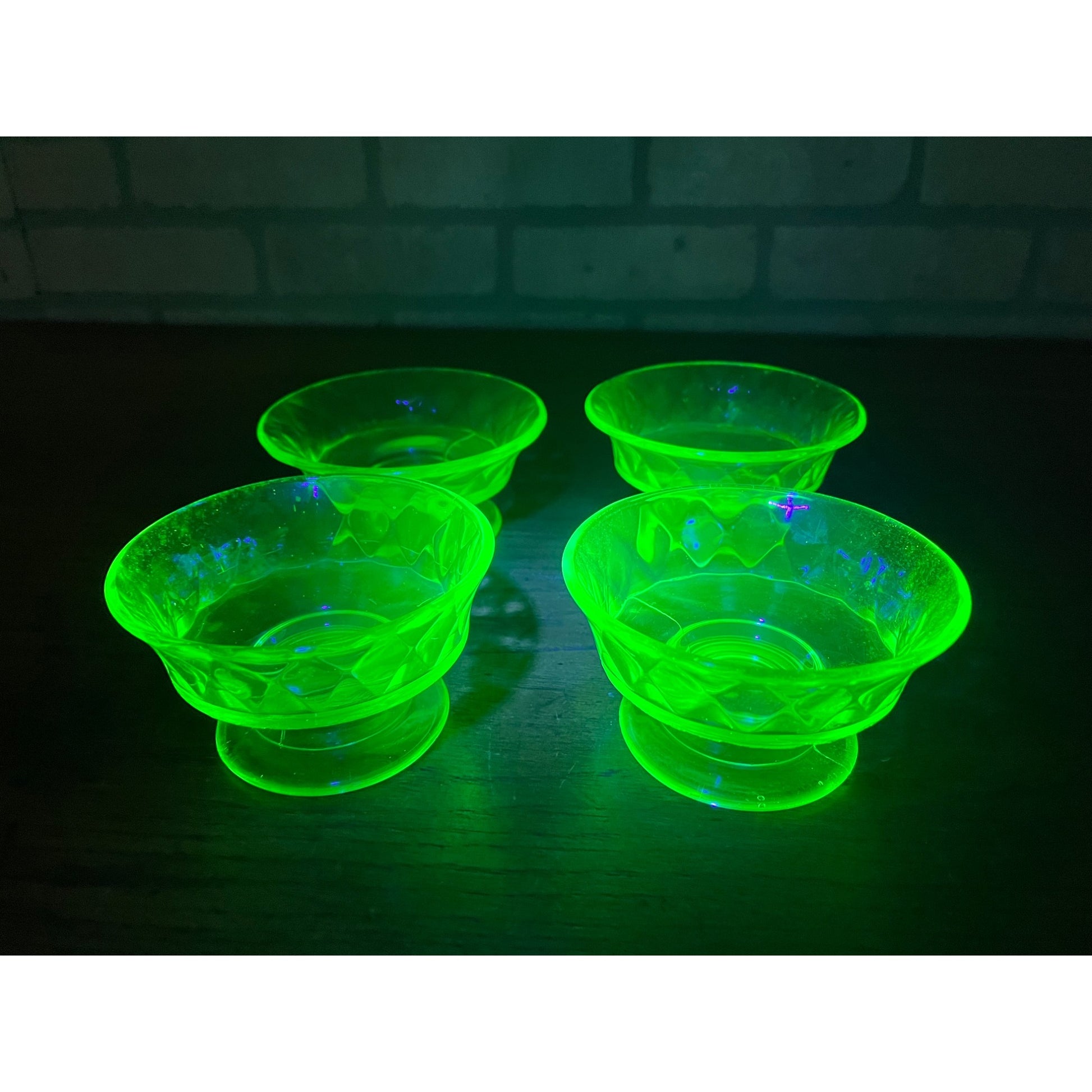 c1885 Bryce Brothers Diamond Quilt Footed Dessert Sauce Bowls Lot (4) EAPG