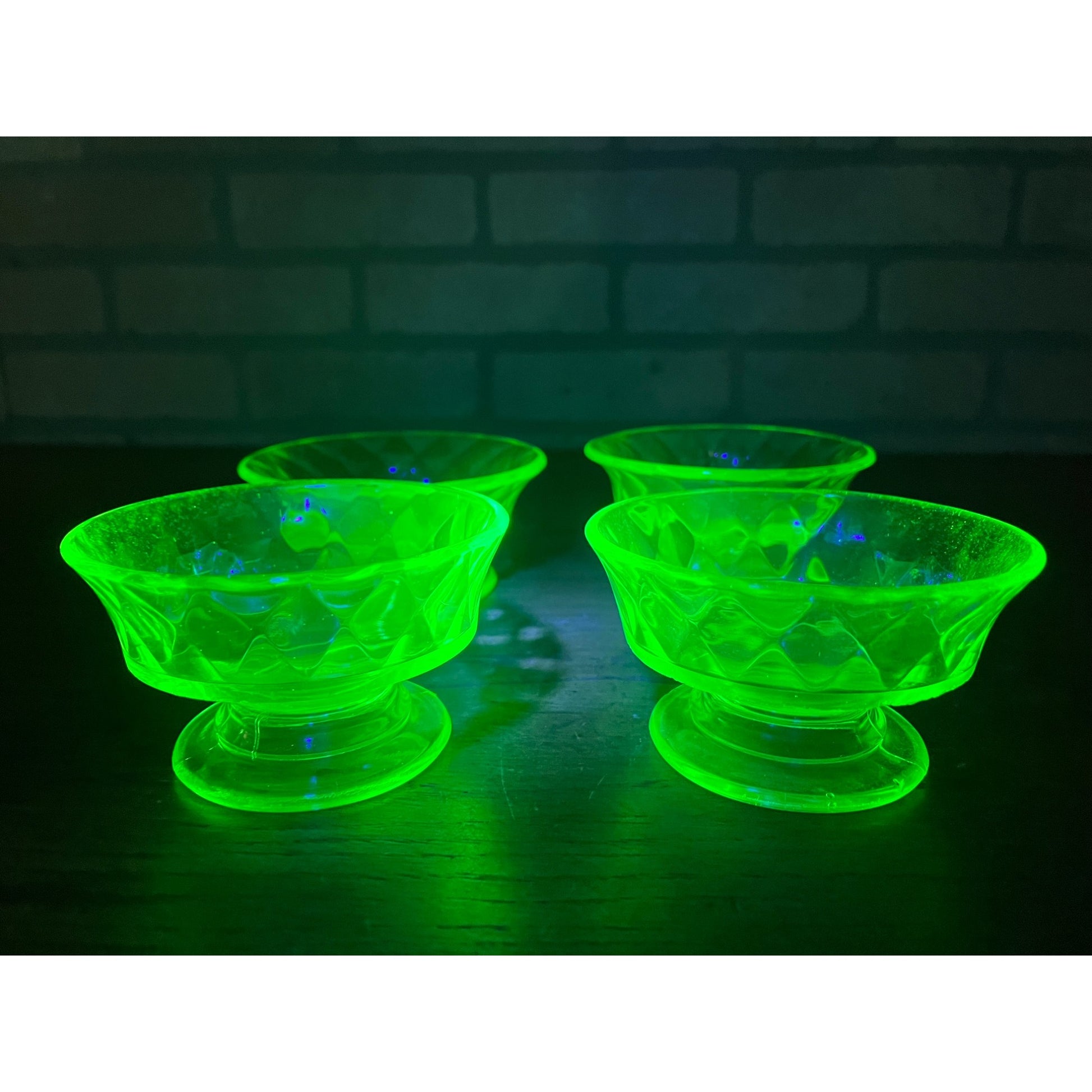 c1885 Bryce Brothers Diamond Quilt Footed Dessert Sauce Bowls Lot (4) EAPG