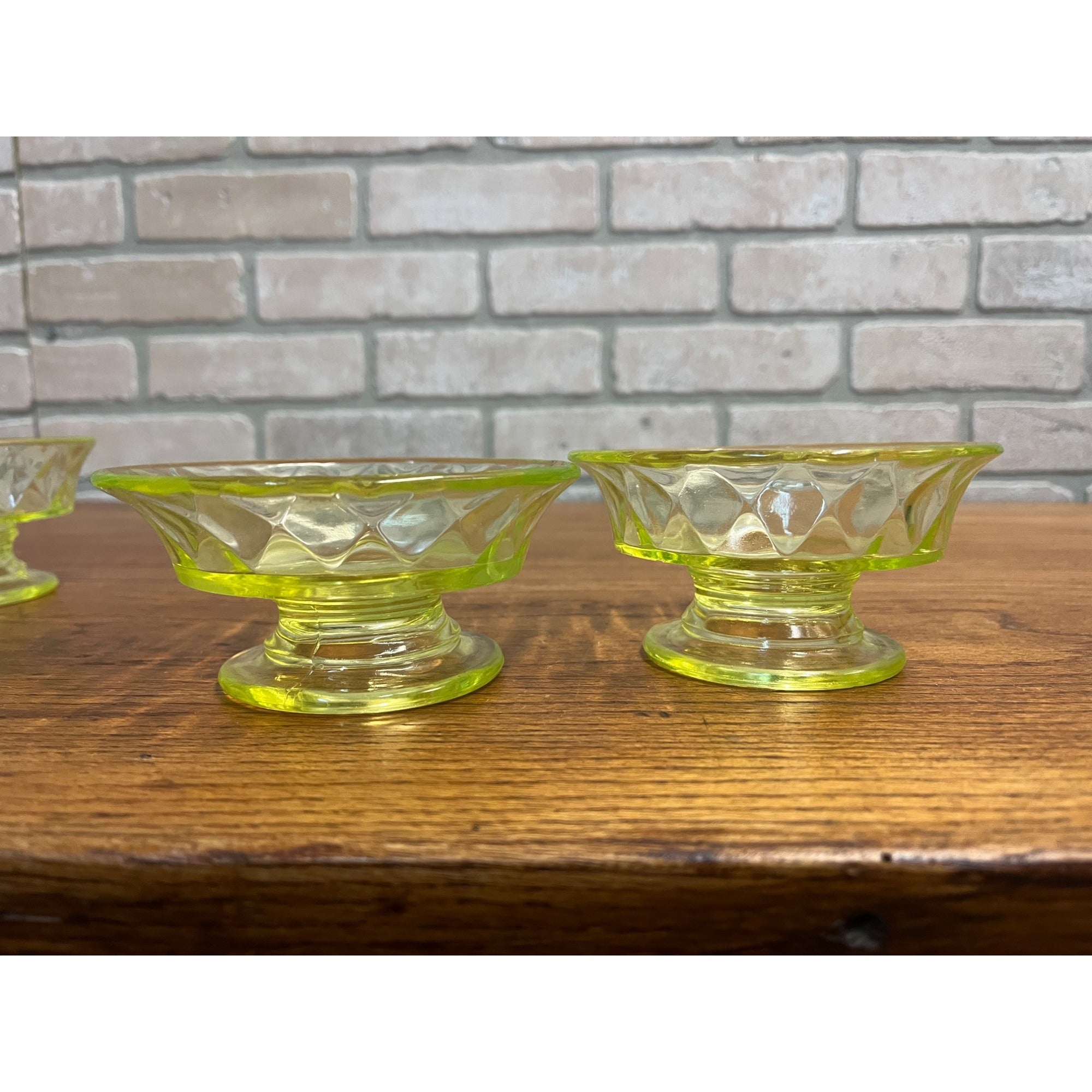 c1885 Bryce Brothers Diamond Quilt Footed Dessert Sauce Bowls Lot (4) EAPG