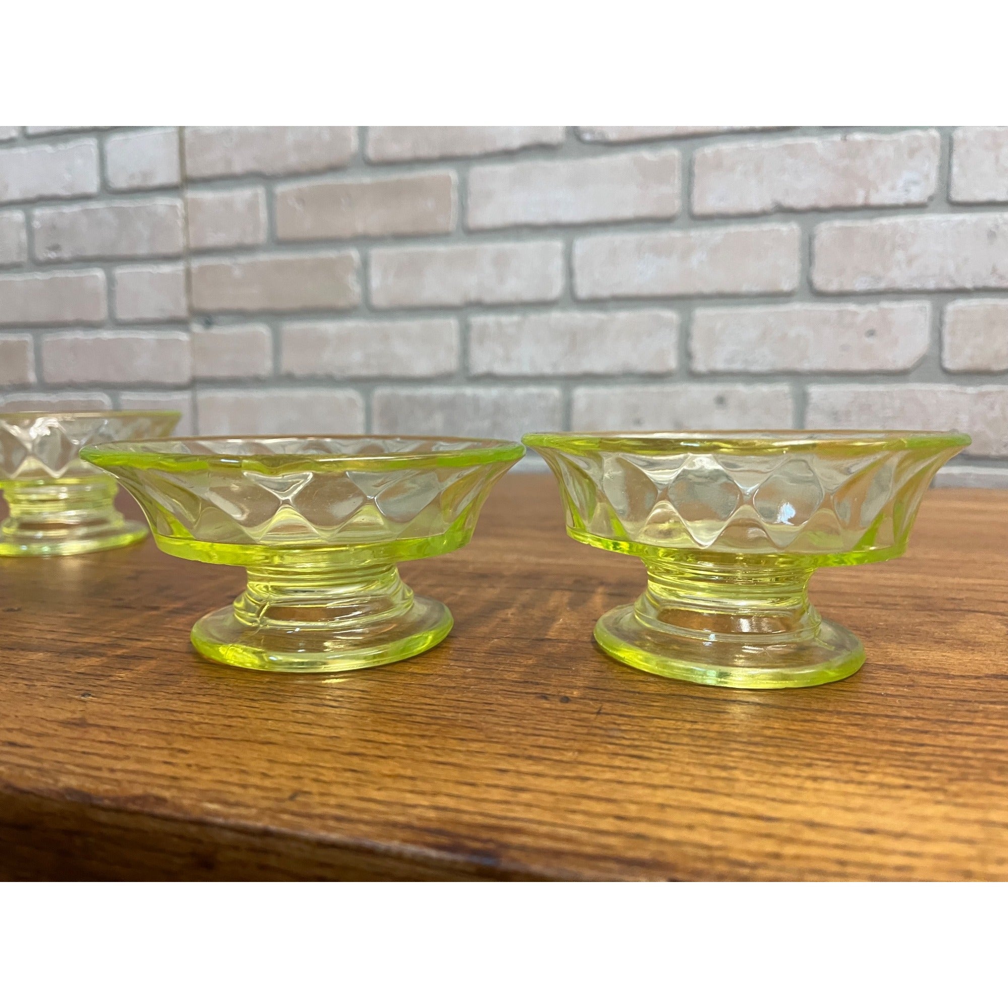 c1885 Bryce Brothers Diamond Quilt Footed Dessert Sauce Bowls Lot (4) EAPG