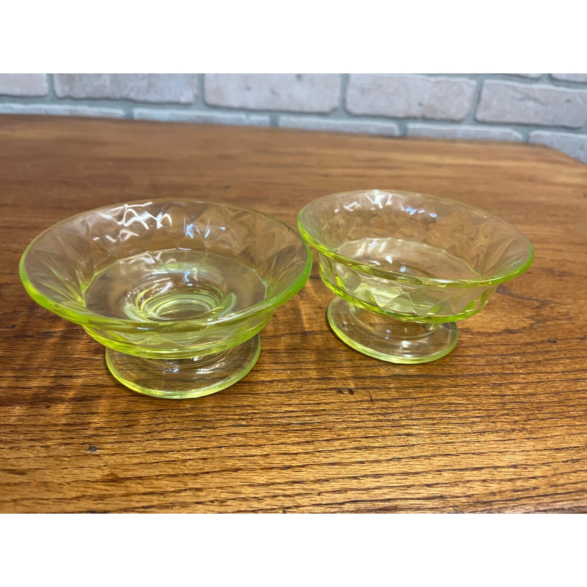c1885 Bryce Brothers Diamond Quilt Footed Dessert Sauce Bowls Lot (4) EAPG