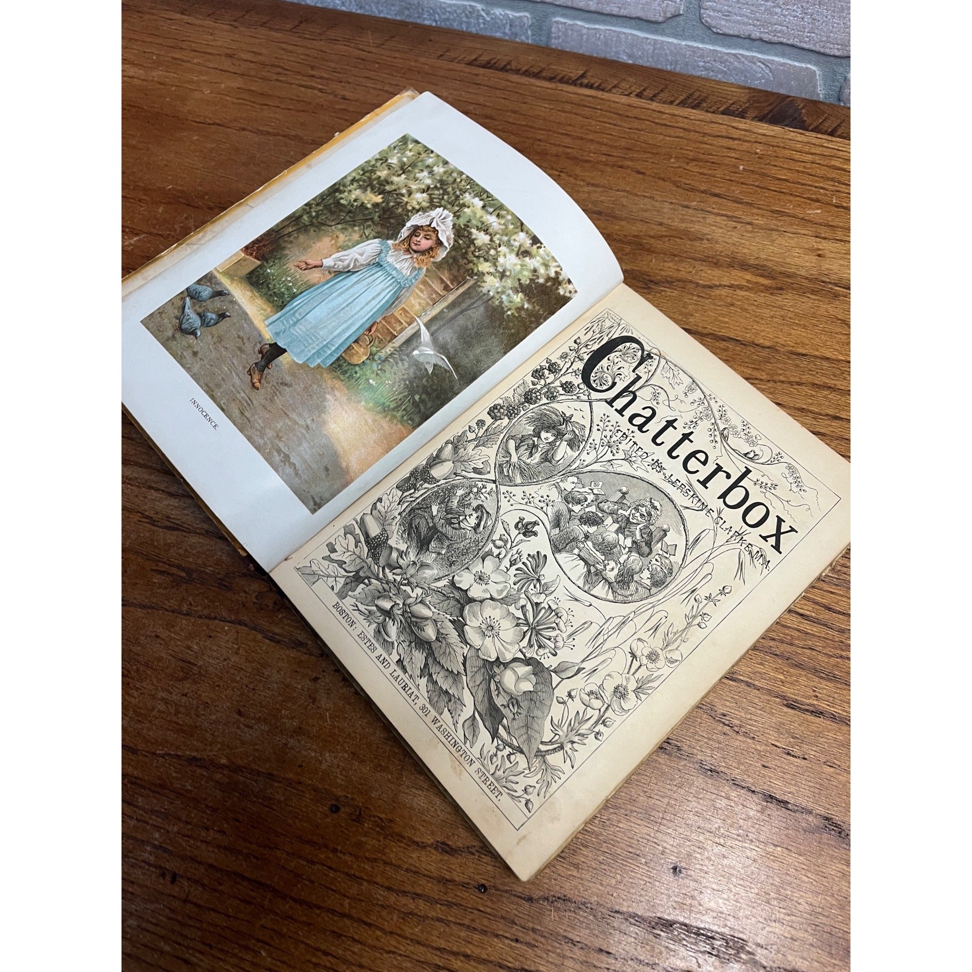 Antique Victorian Litho "Chatterbox" Children's Stories Hardcover Book 1896 Boston Estes & Lauriat