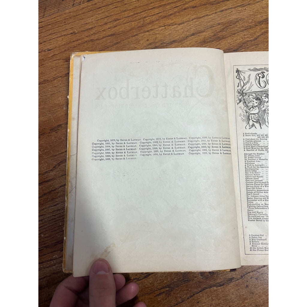 Antique Victorian Litho "Chatterbox" Children's Stories Hardcover Book 1896 Boston Estes & Lauriat