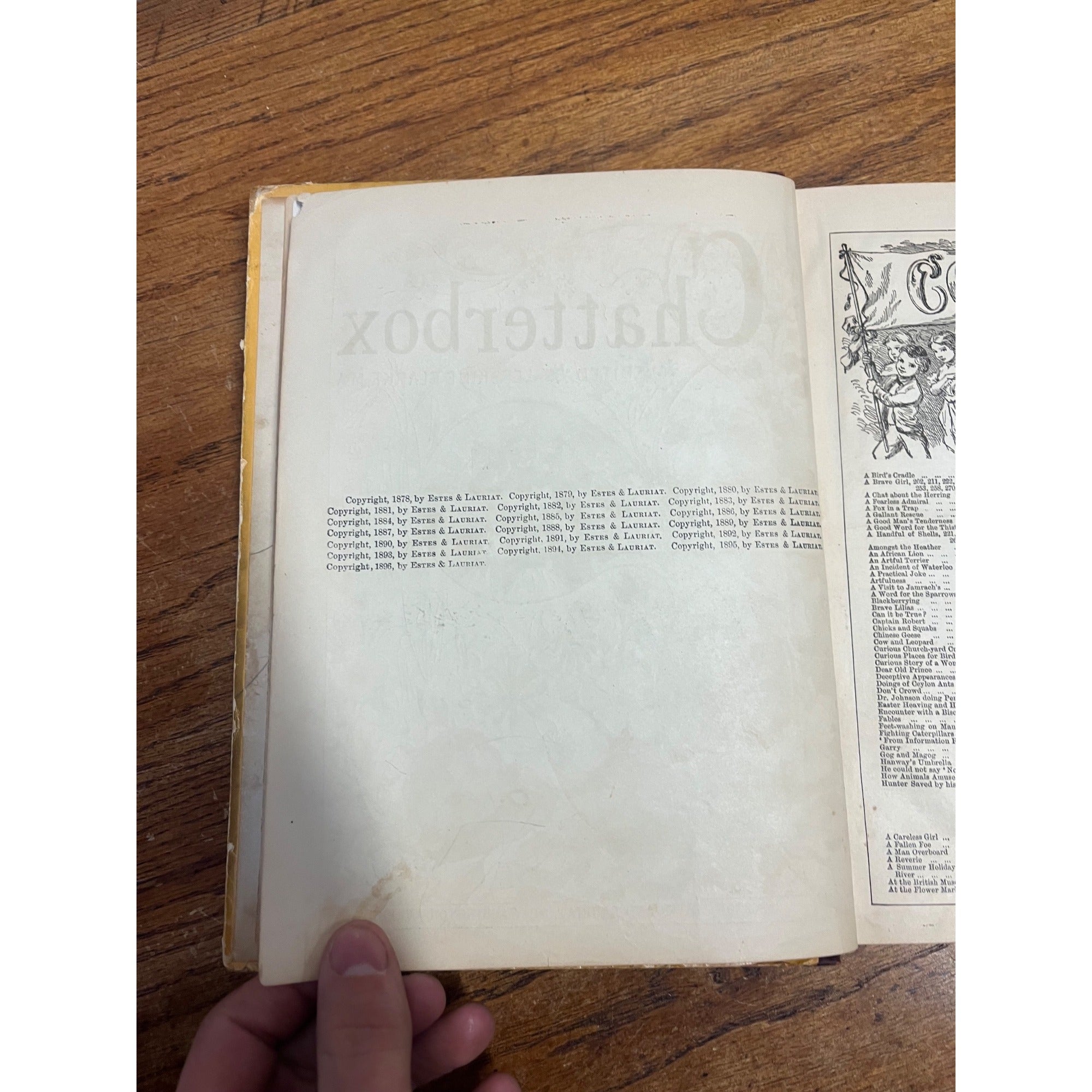 Antique Victorian Litho "Chatterbox" Children's Stories Hardcover Book 1896 Boston Estes & Lauriat